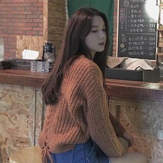 Long-sleeve Tie-up Sweater