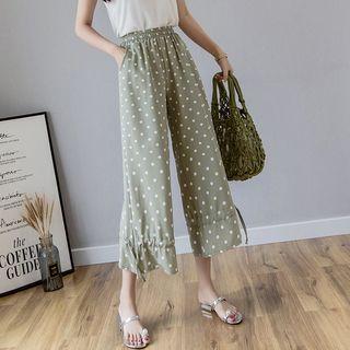 Adjustable Cuff Polka Dot Cropped Pants