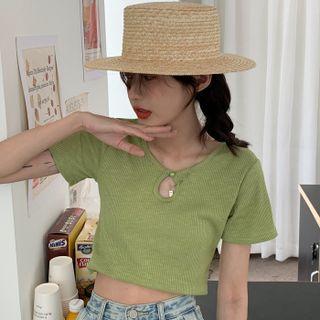 Plain Cutout Cropped T-shirt