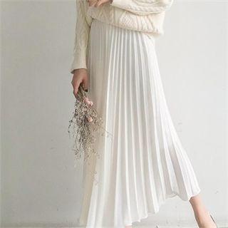Accordion-pleat Maxi Chiffon Skirt