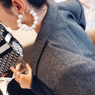 Faux Pearl Hoop Statement Earring