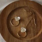 Flower Alloy Dangle Earring 1 Pair - A-33 - White Flower - Gold - One Size