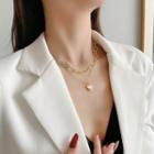 Heart Pendant Layered Alloy Necklace 1 Pc - 2505 - Gold - One Size