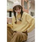 Mock-neck Lettering Print Sweatshirt Yellow - One Size