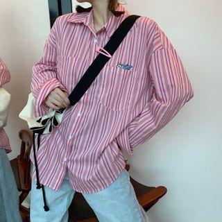 Graphic Embroidered Striped Shirt