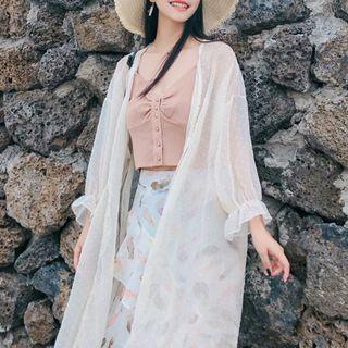 Dotted Chiffon Long Jacket