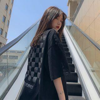 Elbow-sleeve Checkerboard T-shirt