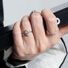 Rhinestone Sun Open Ring Silver - One Size