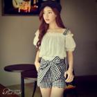 Bow-accent Gingham Shorts