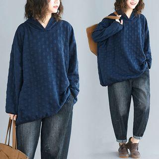 Dotted Hoodie Sweatshirt - Navy Blue - One Size