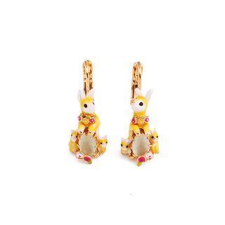Fashion Cute Plated Gold Enamel Yellow Rabbit Cubic Zirconia Earrings Golden - One Size