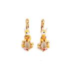 Fashion Cute Plated Gold Enamel Yellow Rabbit Cubic Zirconia Earrings Golden - One Size