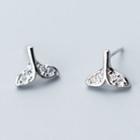 925 Sterling Silver Rhinestone Whale Tail Earring