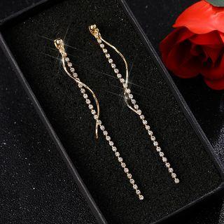 Rhinestone Twisted Threader Earring