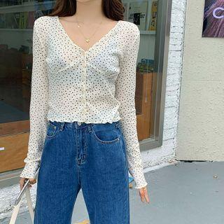Long-sleeve Floral Print Button-up Top