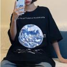 3/4-sleeve Earth Graphic T-shirt