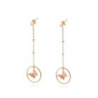 Elegant And Fashion Plated Rose Gold Butterfly Round Tassel 316l Stainless Steel Earrings Rose Gold - One Size