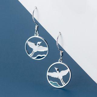 925 Sterling Silver Crane Dangle Earring 1 Pair - 925 Sterling Silver - One Size