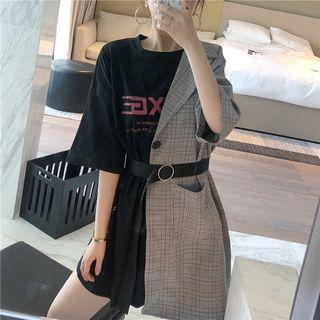 Patchwork Mock Two-piece T-shirt Dress