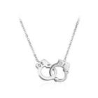 Simple And Creative Handcuff 316l Stainless Steel Necklace With Cubic Zirconia Silver - One Size