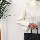 Turtleneck Ribbed Midi Sweater Dress
