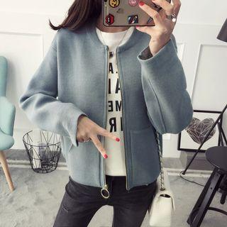 Plain Cropped Zip Cardigan