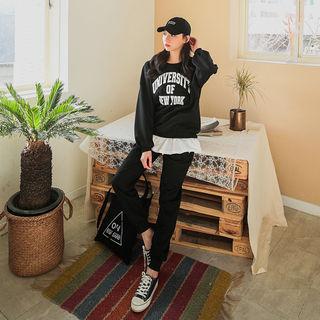 Lettering Band-hem Sweatpants