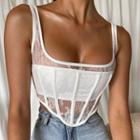 Square Neck Lace Corset Tank Top