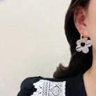 Flower Alloy Dangle Earring A413 - 1 Pair - Silver - One Size