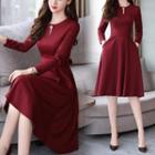 Cut-out 3/4-sleeve A-line Dress