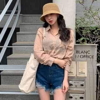 Colored Dip-back Sheer Shirt