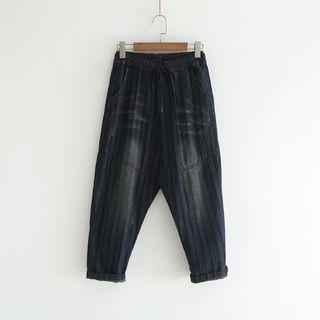 Drawstring Waist Striped Harem Pants