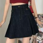 Pocket High-waist Denim Skirt