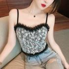 Mesh Ruffled Lace Camisole Top