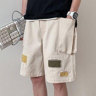 Patched Drawstring Shorts