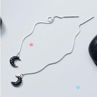 925 Sterling Silver Rhinestone Moon Threader Earring