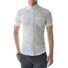 Short-sleeve Mandarin-collar Shirt