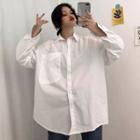 Pocket Front Long Sleeve Shirt White - One Size