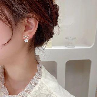 Bow Flower Alloy Earring 1 Pair - Gold - One Size