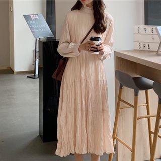 Long-sleeve Draped Midi Dress