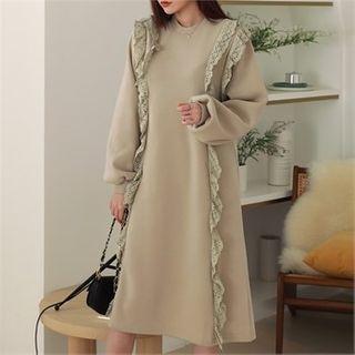 Lace-trim Sweatshirt Dress