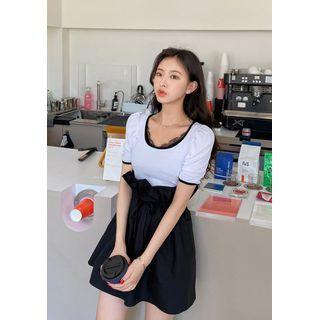 Scoop-neck Ringer Crop Top