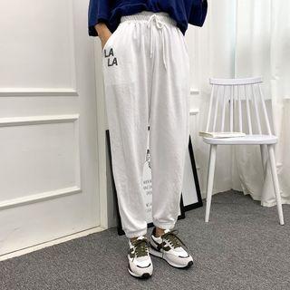 Band-waist Letter Print Jogger Pants