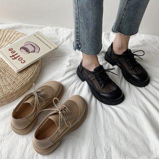 Fishnet Panel Lace-up Shoes