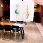 Non-matching Faux Crystal Moon & Star Dangle Earring 1 Pair - As Shown In Figure - One Size
