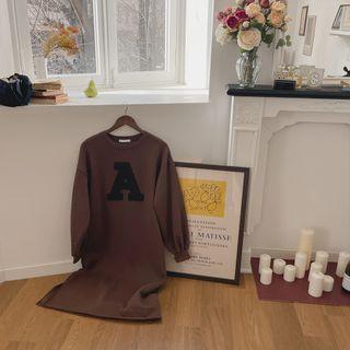 Letter-appliqu Midi Sweatshirt Dress