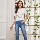 Short-sleeve Heart Print Tee