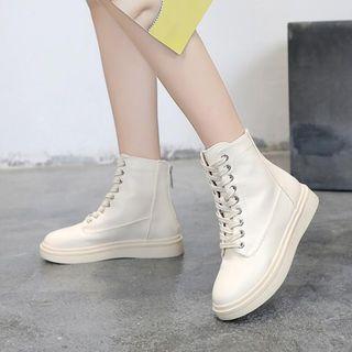 Back Zipper Lace-up Short Boots