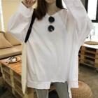 Cut Out Shoulder Pullover White - One Size