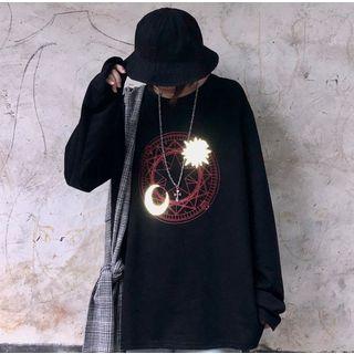 Reflective Print Long-sleeve T-shirt